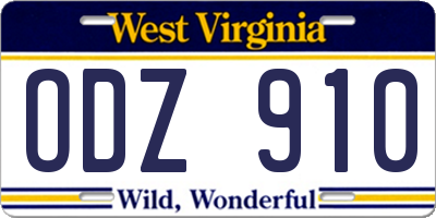 WV license plate ODZ910