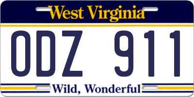 WV license plate ODZ911