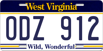 WV license plate ODZ912