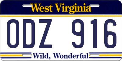 WV license plate ODZ916