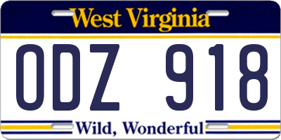 WV license plate ODZ918