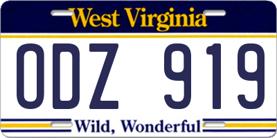 WV license plate ODZ919