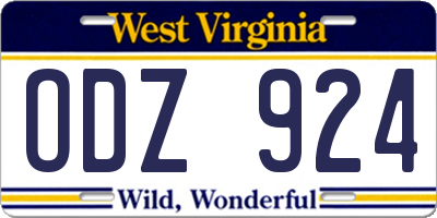 WV license plate ODZ924