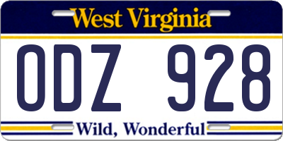 WV license plate ODZ928