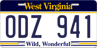 WV license plate ODZ941