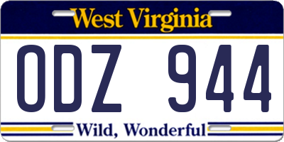 WV license plate ODZ944