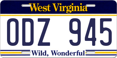 WV license plate ODZ945