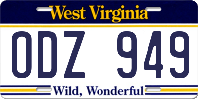 WV license plate ODZ949