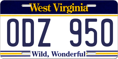 WV license plate ODZ950