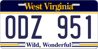 WV license plate ODZ951