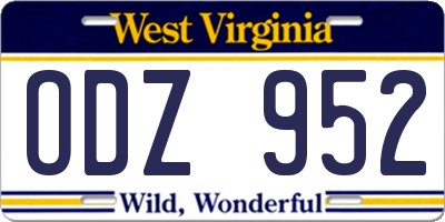 WV license plate ODZ952