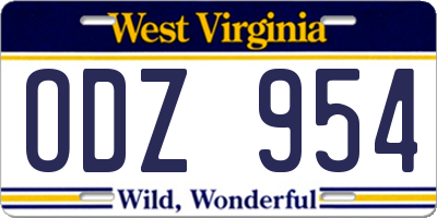 WV license plate ODZ954
