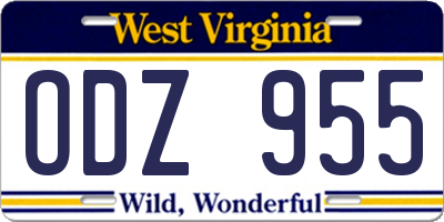 WV license plate ODZ955