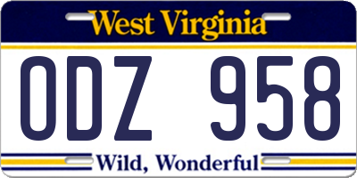 WV license plate ODZ958