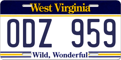 WV license plate ODZ959