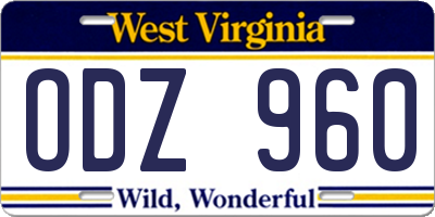 WV license plate ODZ960