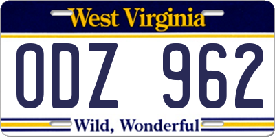 WV license plate ODZ962