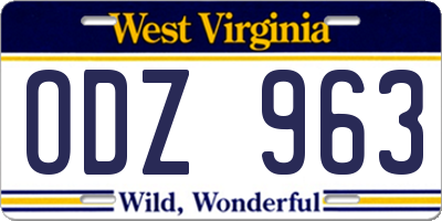 WV license plate ODZ963