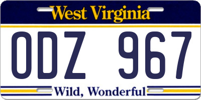WV license plate ODZ967