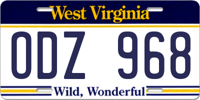 WV license plate ODZ968