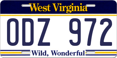 WV license plate ODZ972