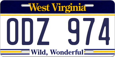 WV license plate ODZ974