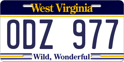 WV license plate ODZ977