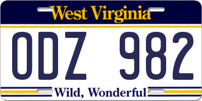 WV license plate ODZ982
