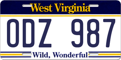 WV license plate ODZ987