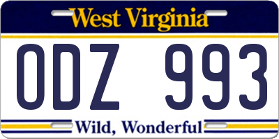 WV license plate ODZ993