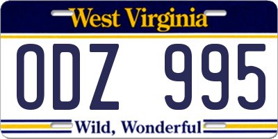 WV license plate ODZ995