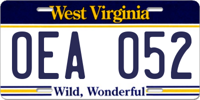 WV license plate OEA052