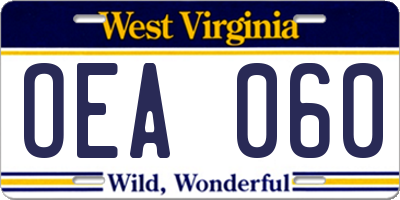 WV license plate OEA060