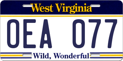 WV license plate OEA077
