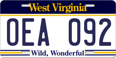 WV license plate OEA092