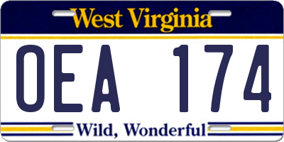 WV license plate OEA174