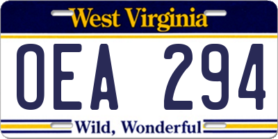 WV license plate OEA294