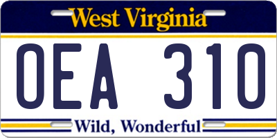 WV license plate OEA310