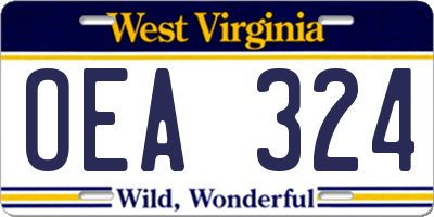 WV license plate OEA324