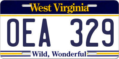 WV license plate OEA329