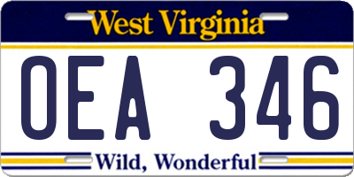 WV license plate OEA346
