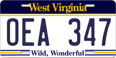 WV license plate OEA347