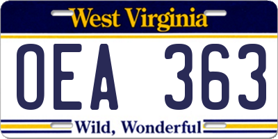 WV license plate OEA363