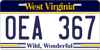 WV license plate OEA367