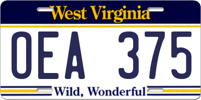 WV license plate OEA375