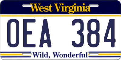 WV license plate OEA384