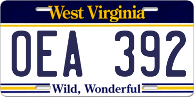 WV license plate OEA392