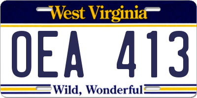 WV license plate OEA413