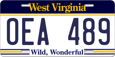 WV license plate OEA489