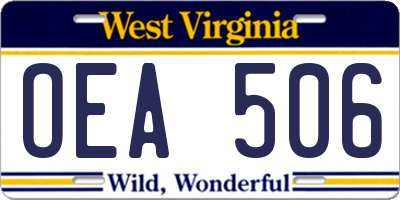 WV license plate OEA506